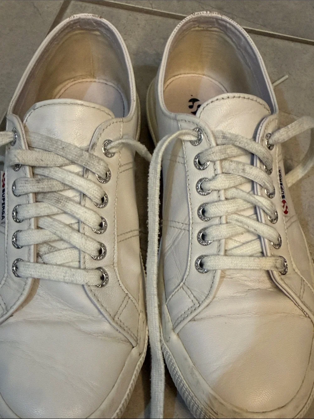 Superga White Leather Low-Top Sneakers 9.5 W 41 EU